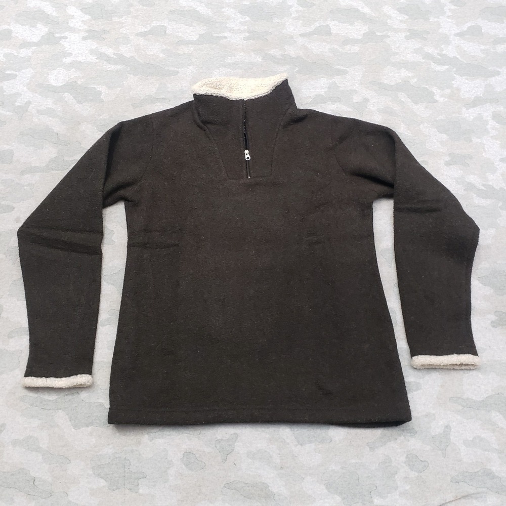 Kuhl Sweatshirt Womens XS Brown Quarter Zip Alfpaca Fleece Outdoors Hiking‎